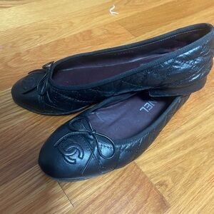 CHANEL Black Quilted Leather Loafers